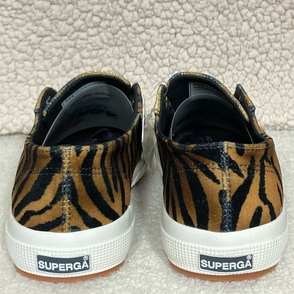 Superga Womens Animal Velvet Print Gold Fashion Sneakers Shoes SZ US 8.5 NWT - Picture 4 of 11